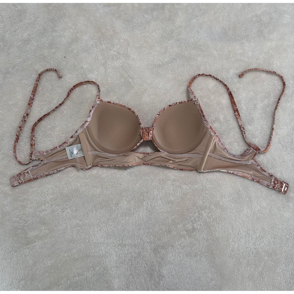 Shade & Shore 32B Snakeskin Metallic Underwire Push Up Bikini Top Pink Tan - Picture 4 of 7